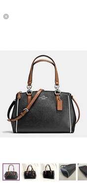 Coach Christie Carryall in Colorblock Leather Black Brown Ivory Trim, Purse